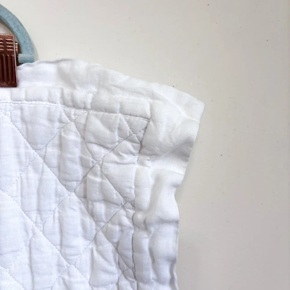 Pottery Barn Diamond Quilted Euro Sham (1) White Linen Cotton Square 26